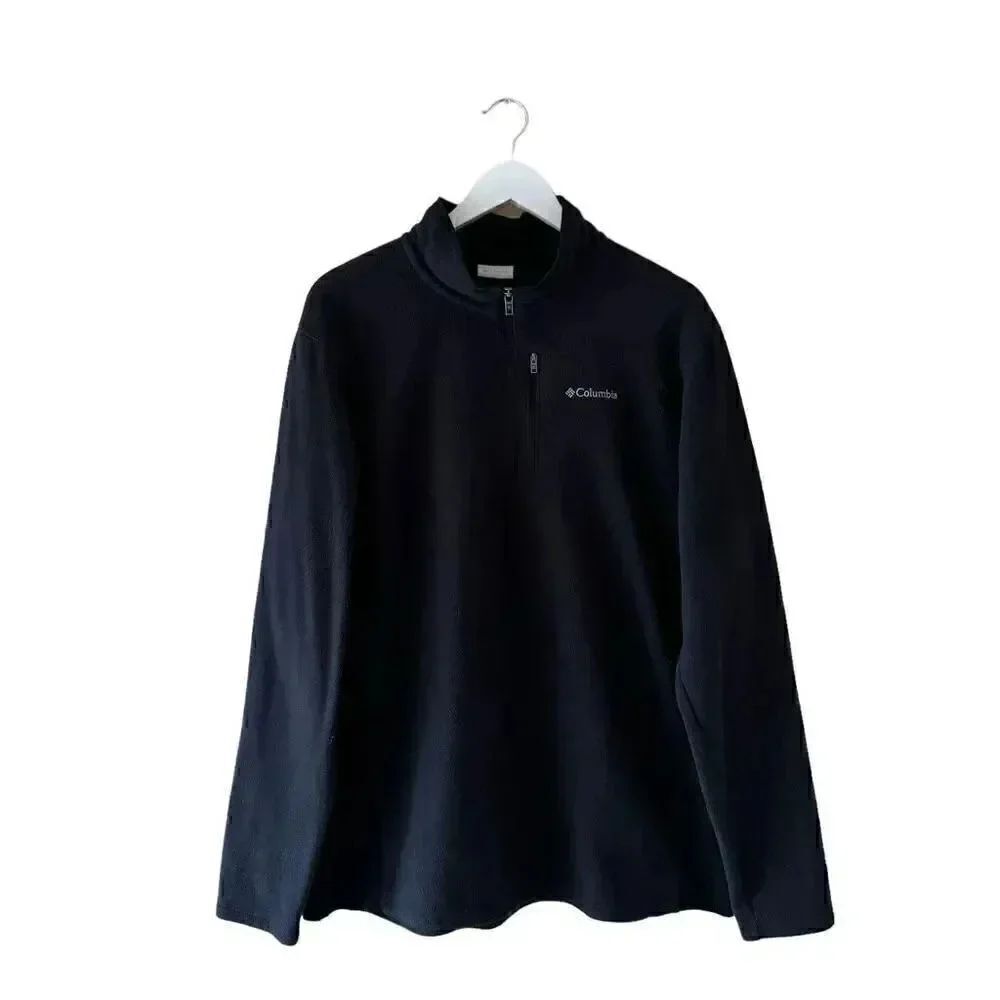 Columbia Fleece Men's 1/2 Zip Long Sleeves Solid Black Shirt SZ XL #1857